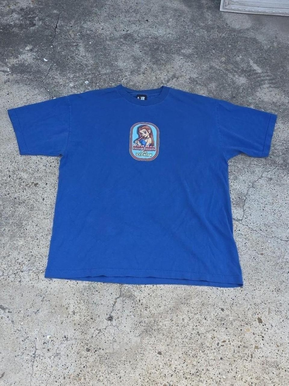 Vintage Y2k Red Hot Chilli Peppers Ice Cream Band  Blue Shirt Red Hot Rock Band